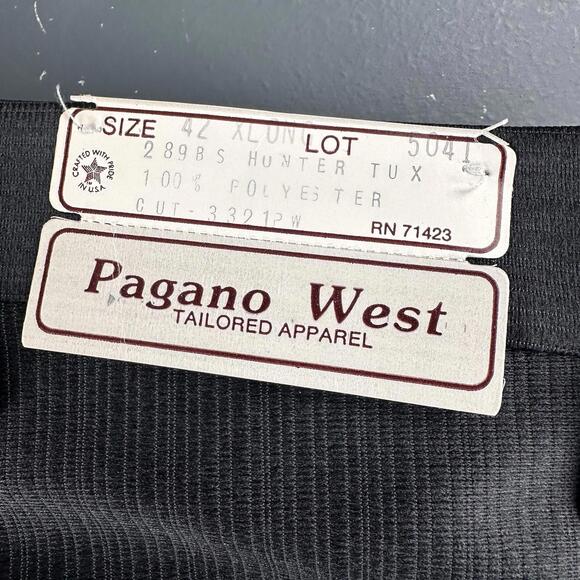 VTG Pagano West Slacks Mens 42 X-Long Black Striped Side Swedish Warp NWT No Hem - Picture 2 of 9